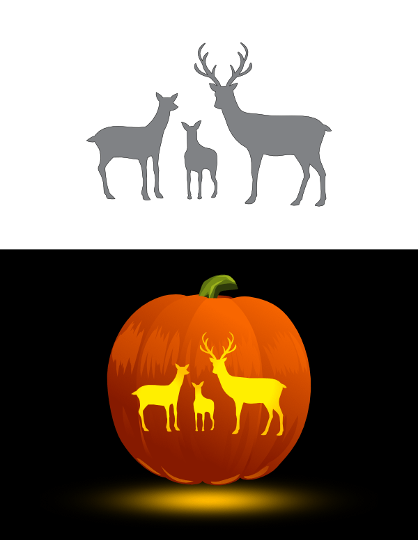 Printable Deer Family Pumpkin Stencil