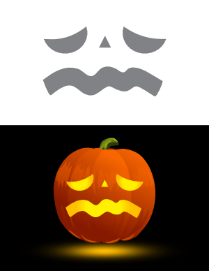 Depressed Face Pumpkin Stencil