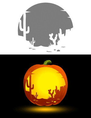 Desert Scene Pumpkin Stencil