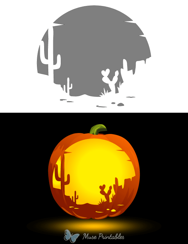 Desert Scene Pumpkin Stencil