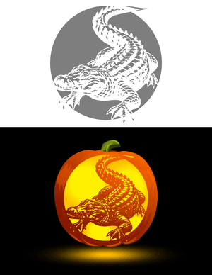 Detailed Alligator Pumpkin Stencil