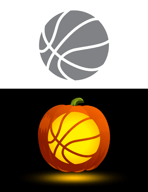Detailed Basketball Pumpkin Stencil