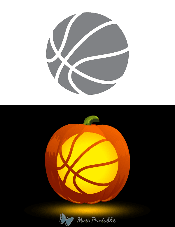Detailed Basketball Pumpkin Stencil