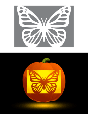 Detailed Butterfly Pumpkin Stencil