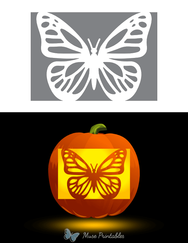 Detailed Butterfly Pumpkin Stencil