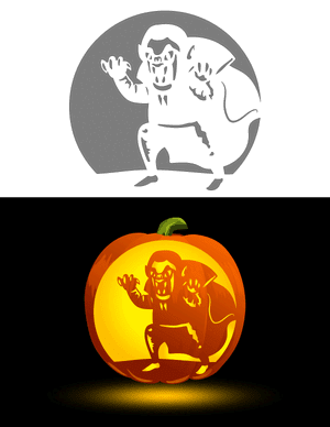 Detailed Cartoon Vampire Pumpkin Stencil