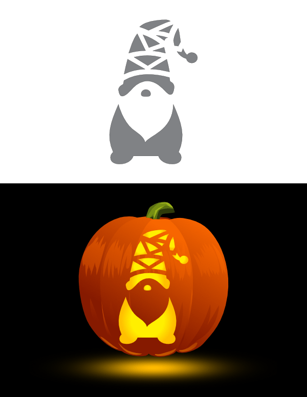 Printable Detailed Christmas Gnome Pumpkin Stencil