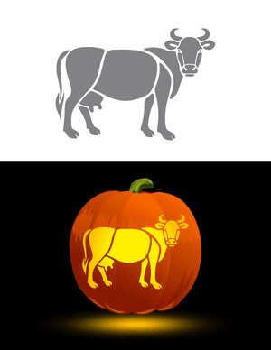 Detailed Cow Pumpkin Stencil