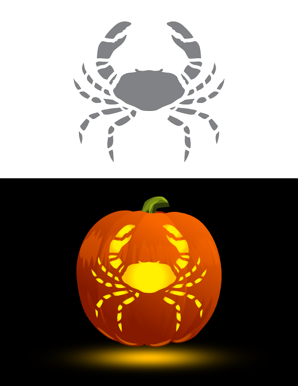 Detailed Crab Pumpkin Stencil
