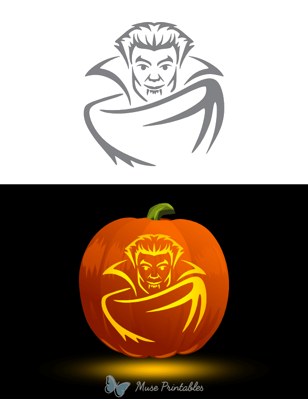 Printable Detailed Dracula Pumpkin Stencil