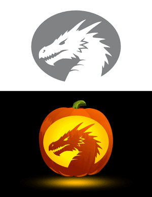 Detailed Dragon Head Pumpkin Stencil