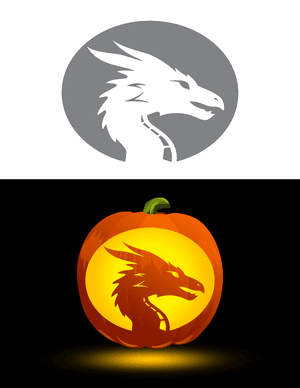 Detailed Dragon Profile Pumpkin Stencil