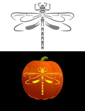 Detailed Dragonfly Pumpkin Stencil