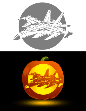 Detailed Fighter Jet Pumpkin Stencil
