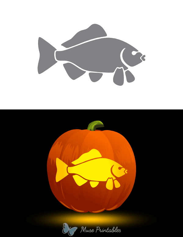 Printable Detailed Fish Pumpkin Stencil