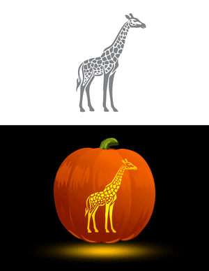 Detailed Giraffe Pumpkin Stencil