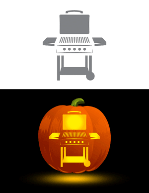 Detailed Grill Pumpkin Stencil