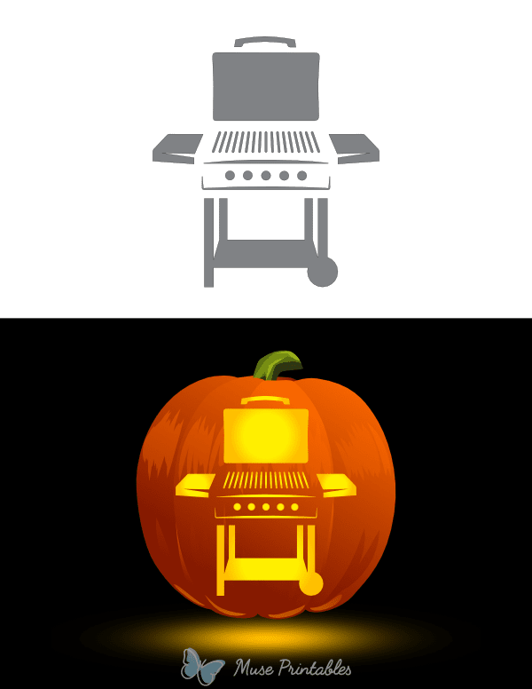 Detailed Grill Pumpkin Stencil