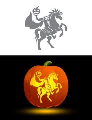 Detailed Headless Horseman Pumpkin Stencil