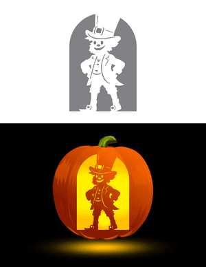 Detailed Leprechaun Wearing Top Hat Pumpkin Stencil