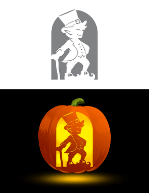 Detailed Leprechaun With a Cane Pumpkin Stencil