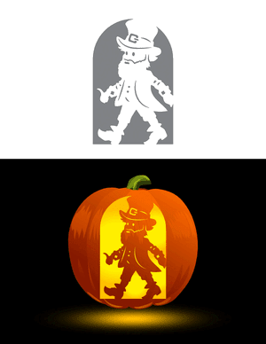 Detailed Leprechaun With Pipe Pumpkin Stencil