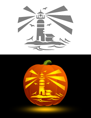 Detailed Lighthouse Pumpkin Stencil