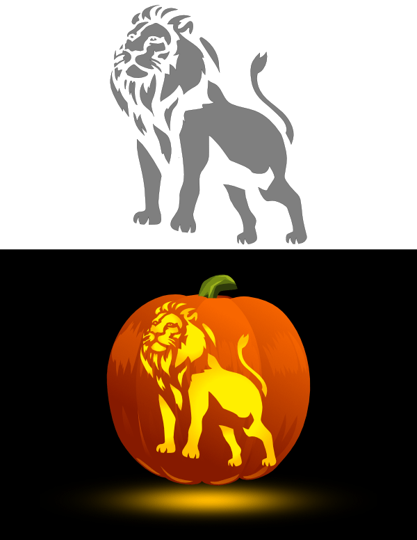 Detailed Lion Pumpkin Stencil