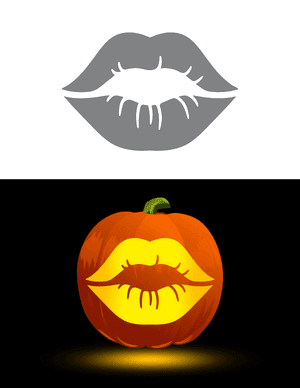 Detailed Lips Pumpkin Stencil
