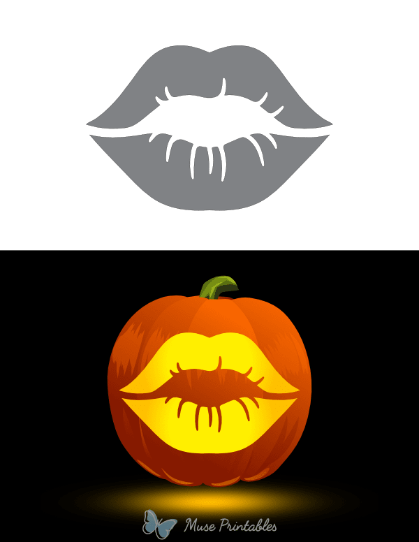 Detailed Lips Pumpkin Stencil