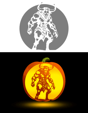 Detailed Minotaur Pumpkin Stencil