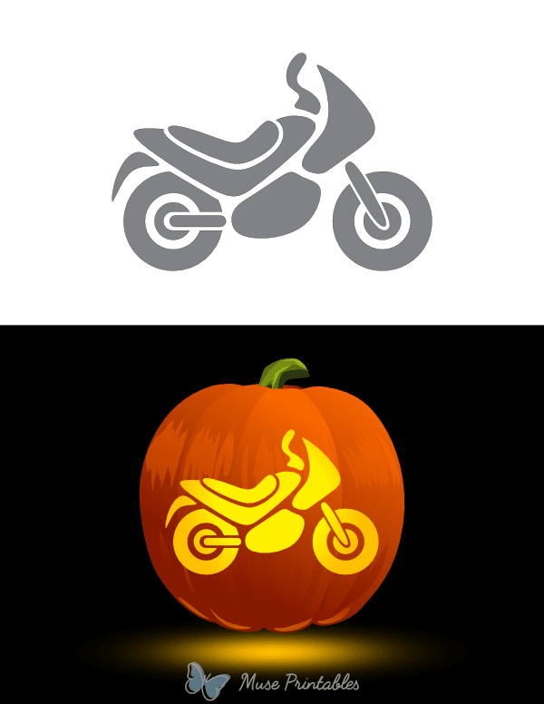 Detailed Motorcycle Pumpkin Stencil