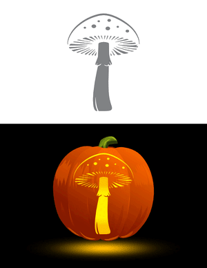 Detailed Mushroom Pumpkin Stencil
