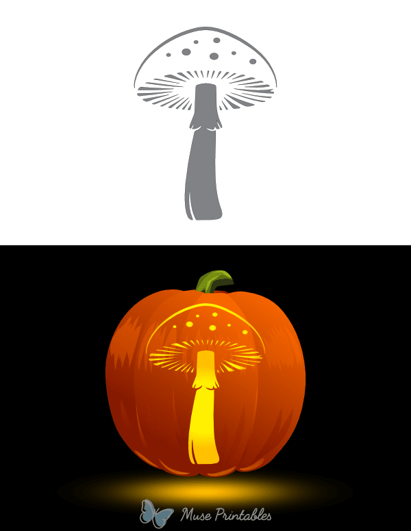 Detailed Mushroom Pumpkin Stencil