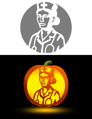 Detailed Nurse Pumpkin Stencil
