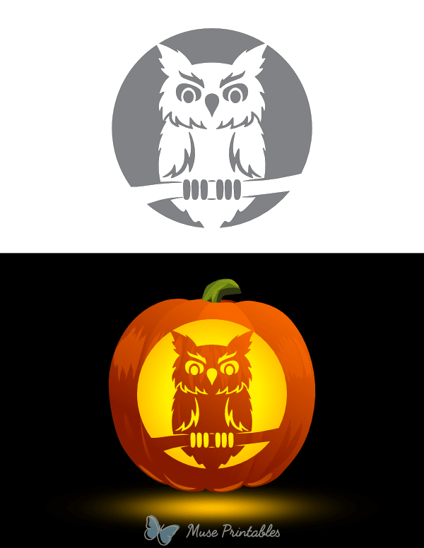 Detailed Owl Pumpkin Stencil