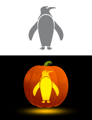 Detailed Penguin Pumpkin Stencil