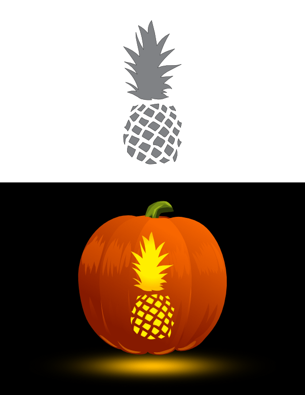 Printable Detailed Pineapple Pumpkin Stencil