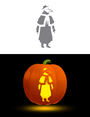 Detailed Plague Doctor Pumpkin Stencil