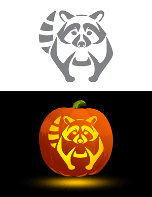 Detailed Raccoon Pumpkin Stencil