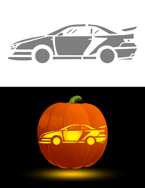 Detailed Race Car Pumpkin Stencil