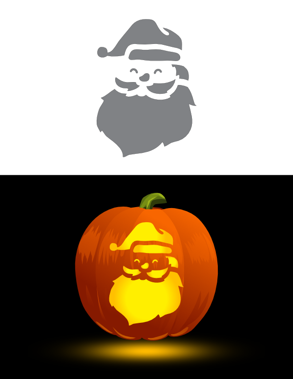 Printable Detailed Santa Claus Face Pumpkin Stencil