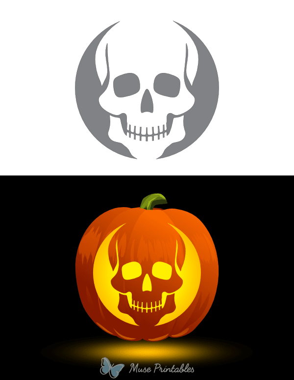 Detailed Skull Pumpkin Stencil