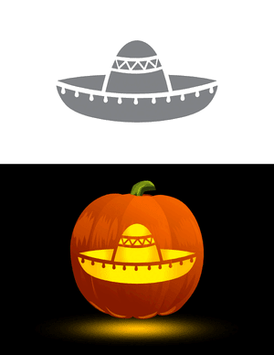 Detailed Sombrero Pumpkin Stencil