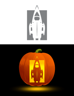 Detailed Spaceship Pumpkin Stencil