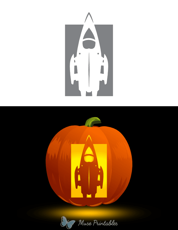 Detailed Spaceship Pumpkin Stencil