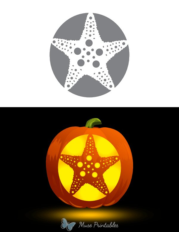 Detailed Starfish Pumpkin Stencil