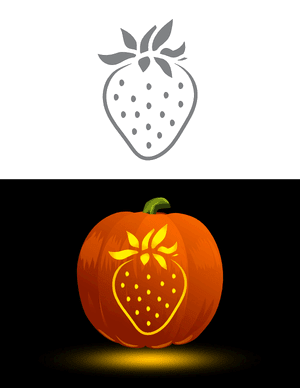 Detailed Strawberry Pumpkin Stencil