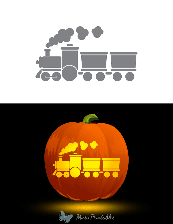 Detailed Train Pumpkin Stencil