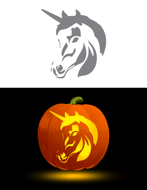 Detailed Unicorn Head Pumpkin Stencil